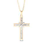 
  
  14k Two Tone Baguette Diamond Cross Necklace
  
