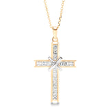 
  
  14k Two Tone Baguette Diamond Cross Necklace
  
