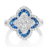
  
  White Gold Clover Sapphire & Diamond Ring
  
