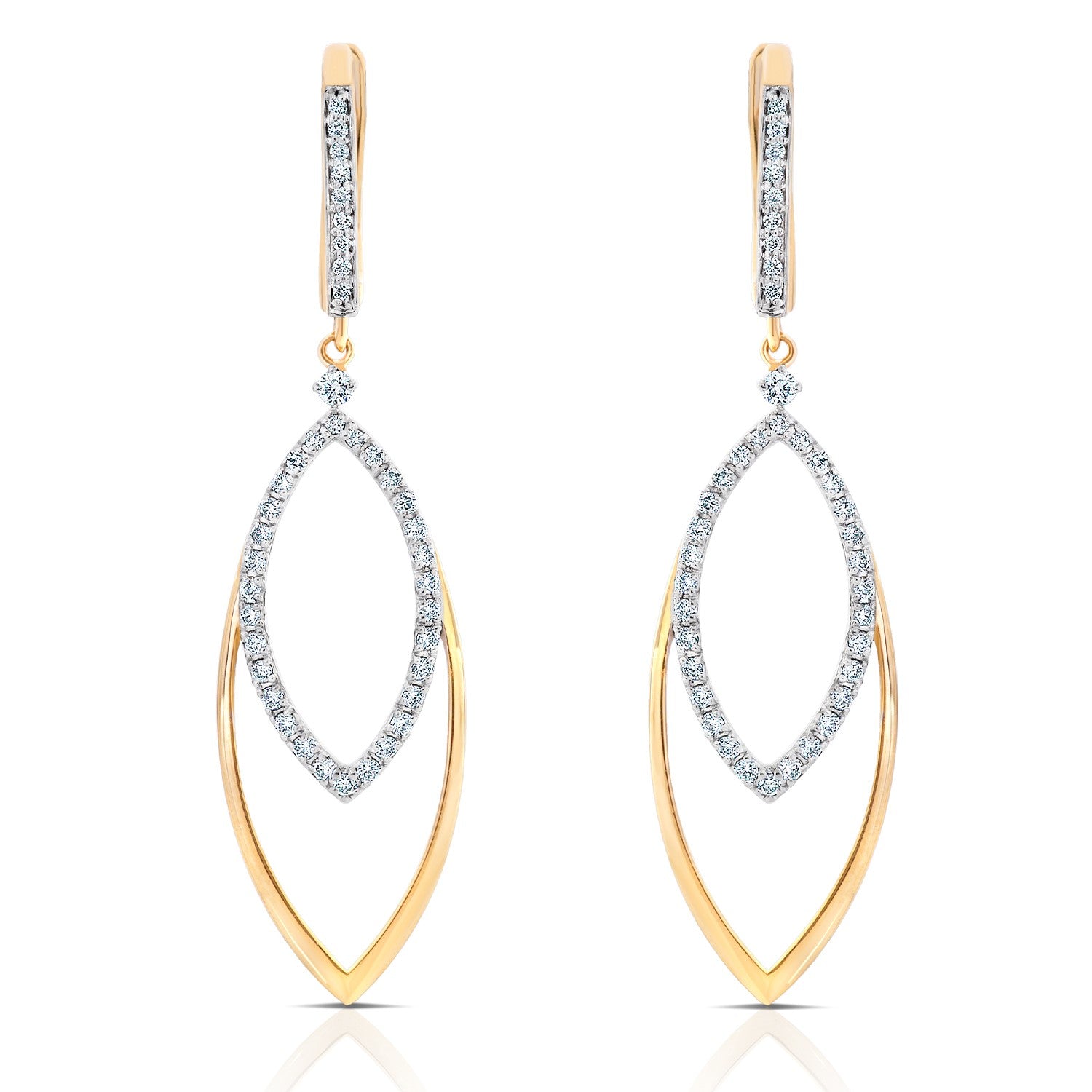 
  
  14k Yellow and White Gold Diamond Hanging Earrings
  
