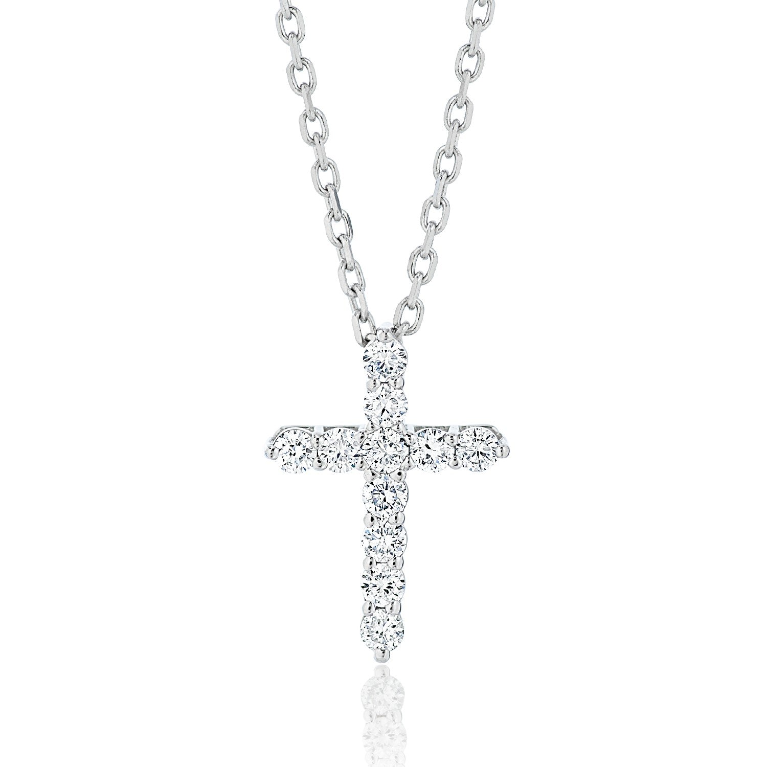 
  
  14k White Gold Small Diamond Cross Necklace
  
