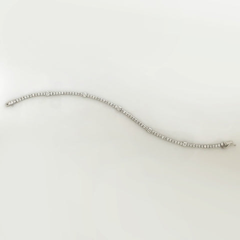 14k White Gold Diamond Five Stations Tennis Bracelet 2 CT