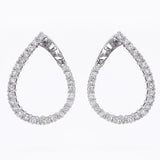 14K White Gold Round Diamond Loop Earrings