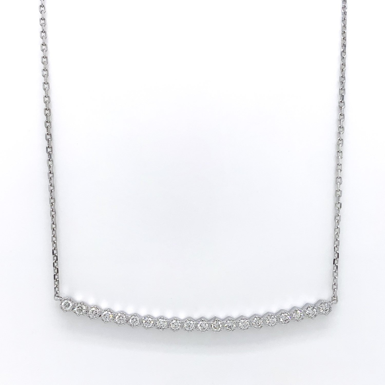 
  
  14K White Gold Round Diamond Bar Necklace
  
