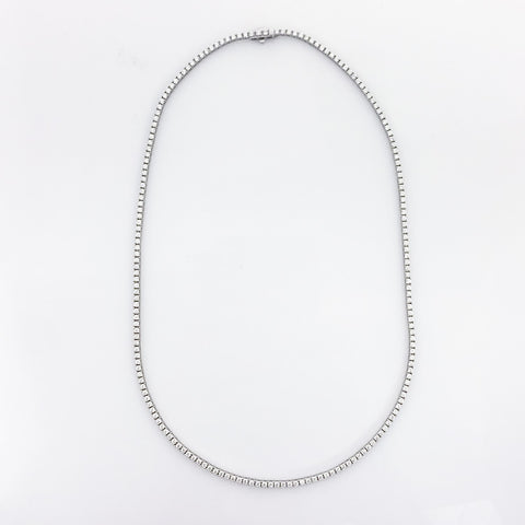 18K White Gold Round Diamond Riviera Necklace 4.5 Carats