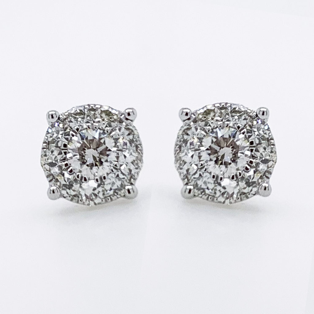 14k White Gold Diamond Cluster Earrings (0.83cts. t.w.)