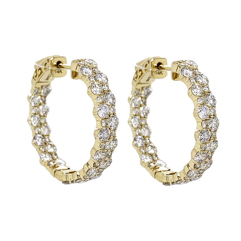 14k Yellow Gold Diamond Inside Outside Hoop Earrings (3.44 cts. t.w.)