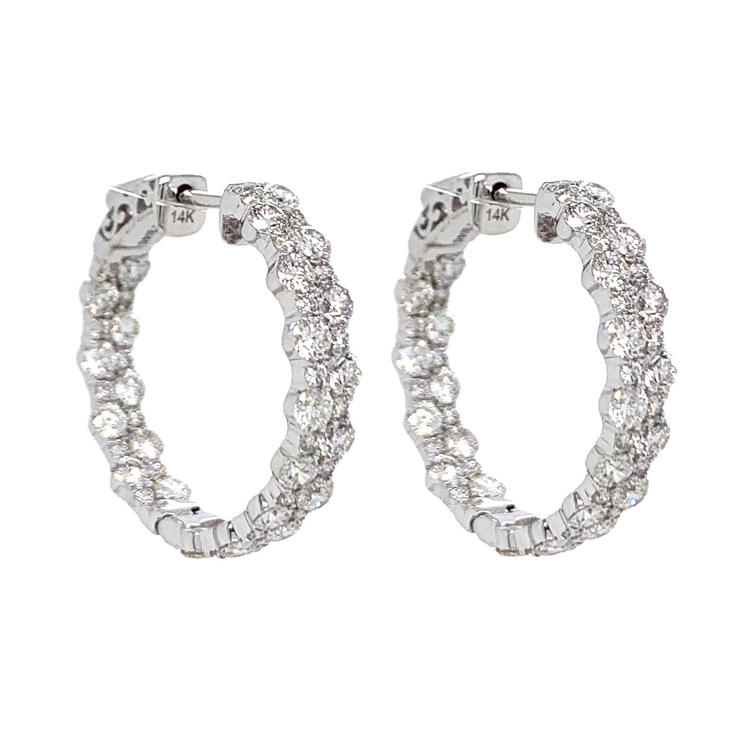 
  
  14k White Gold Diamond Inside Outside Hoop Earrings (4.80cts. t.w.)
  

