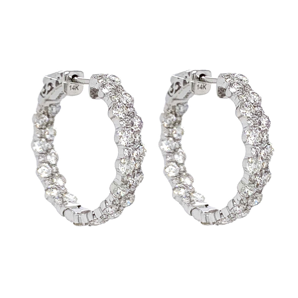 14k White Gold Diamond Inside Outside Hoop Earrings (4.80cts. t.w.)