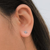 
  
  14K White Gold Diamond Flower Stud Earrings
  
