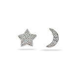 
  
  14k White Gold Star and Crescent Stud Earrings
  
