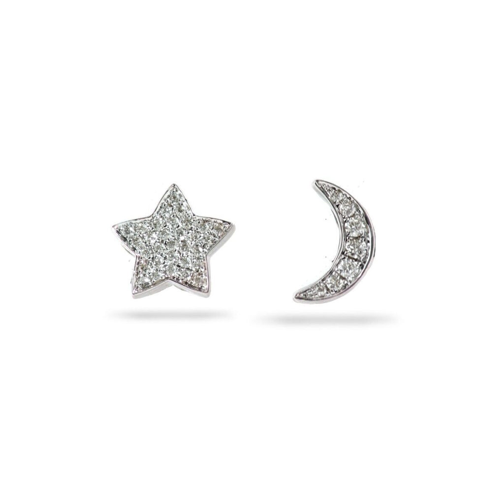 14k White Gold Star and Crescent Stud Earrings – MB Altman Jewelry