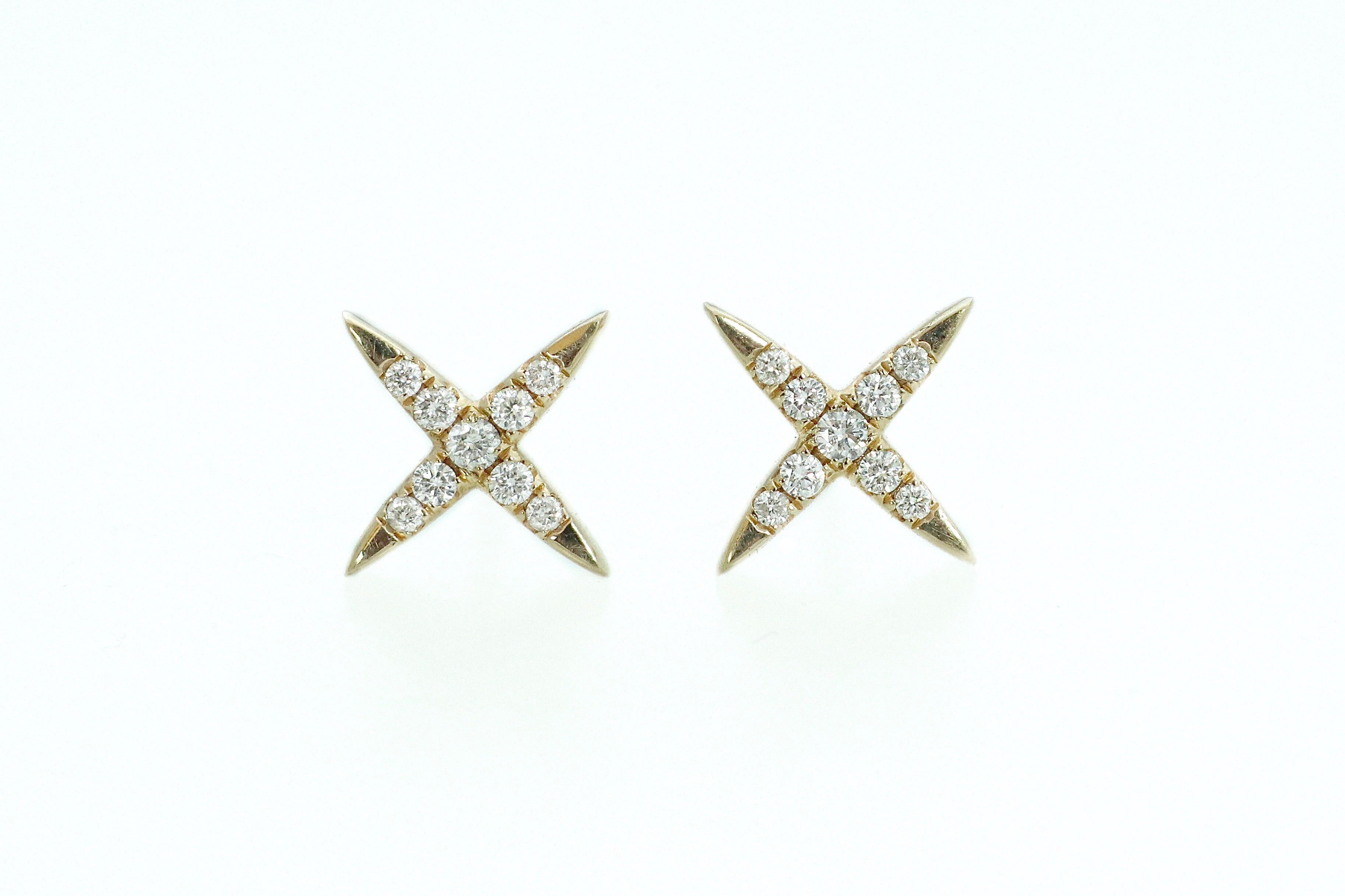 
  
  14k Yellow Gold Diamond X stud Earrings
  
