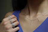 14k White Gold Vertical Diamond Bar Necklace