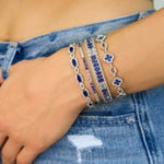 
  
  14K White Gold Diamond and Sapphire Clover Bracelet
  

