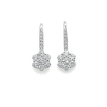 
  
  14k White Gold Diamond Flower Style Cluster Hanging Earrings
  
