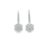 
  
  14k White Gold Diamond Flower Style Cluster Hanging Earrings
  
