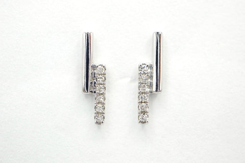 14k White Gold Diamond Lightning Bolt Stud Earrings