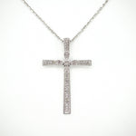 
  
  14k White Gold Diamond Design Cross Pendant Necklace
  

