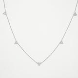 Adjustable 14k White Gold Station Diamond Heart Necklace