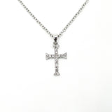 
  
  14k White Gold Miniature Diamond Cross Pendant Necklace
  
