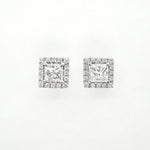 
  
  18k White Gold Square Diamond Halo Stud Earrings (.81cts. t.w.)
  
