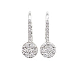 
  
  14K White Gold Diamond Circle Cluster Hanging Earrings (1ct. t.w.)
  
