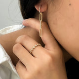 
  
  14K Yellow Gold Diamond Paper Clip Dangling Earrings
  
