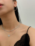 14k White Gold Diamond Starburst Necklace