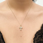 
  
  Small 14k Yellow Gold Baguette Diamond Cross Necklace
  
