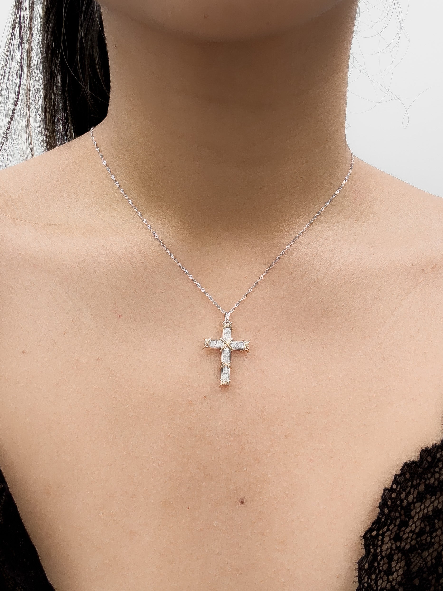 Cross Pendant with Wrap Design Two Tone Sterling Silver and Gold-plate –  AzureBella Jewelry