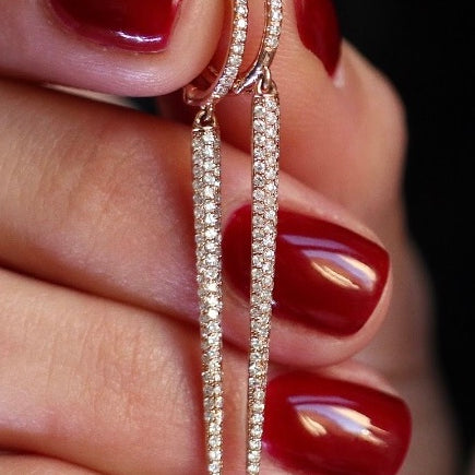 
  
  14k Rose Gold Hanging Diamond Earrings
  
