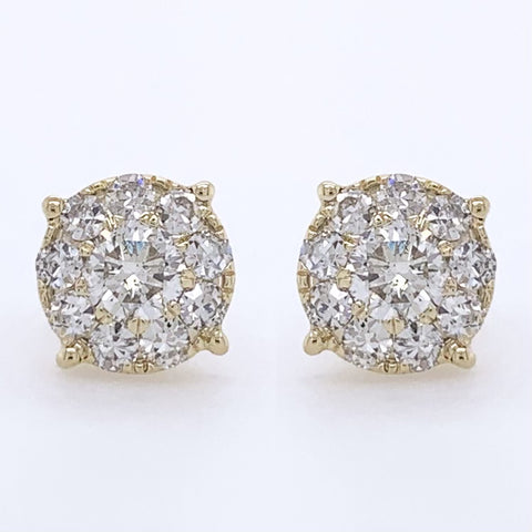 14k Yellow Gold Diamond Cluster Stud Earrings (.81cts t.w.)