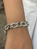 14K White Gold Diamond Link Chain Bracelet