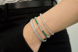 14k White Gold Single Row Diamond Bangle Bracelet