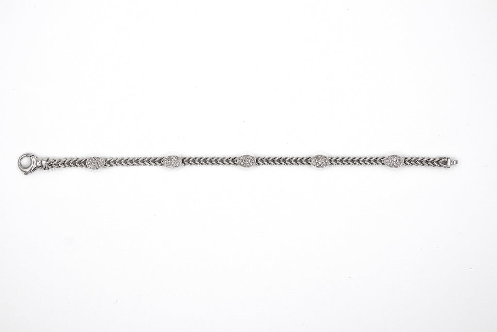 14k White Gold Oval Segment Diamond Bracelet
