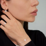 
  
  Open 14k White Gold Diamond Clover Ring
  
