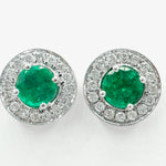 
  
  14k White Gold Emerald Diamond Halo Stud Earrings
  
