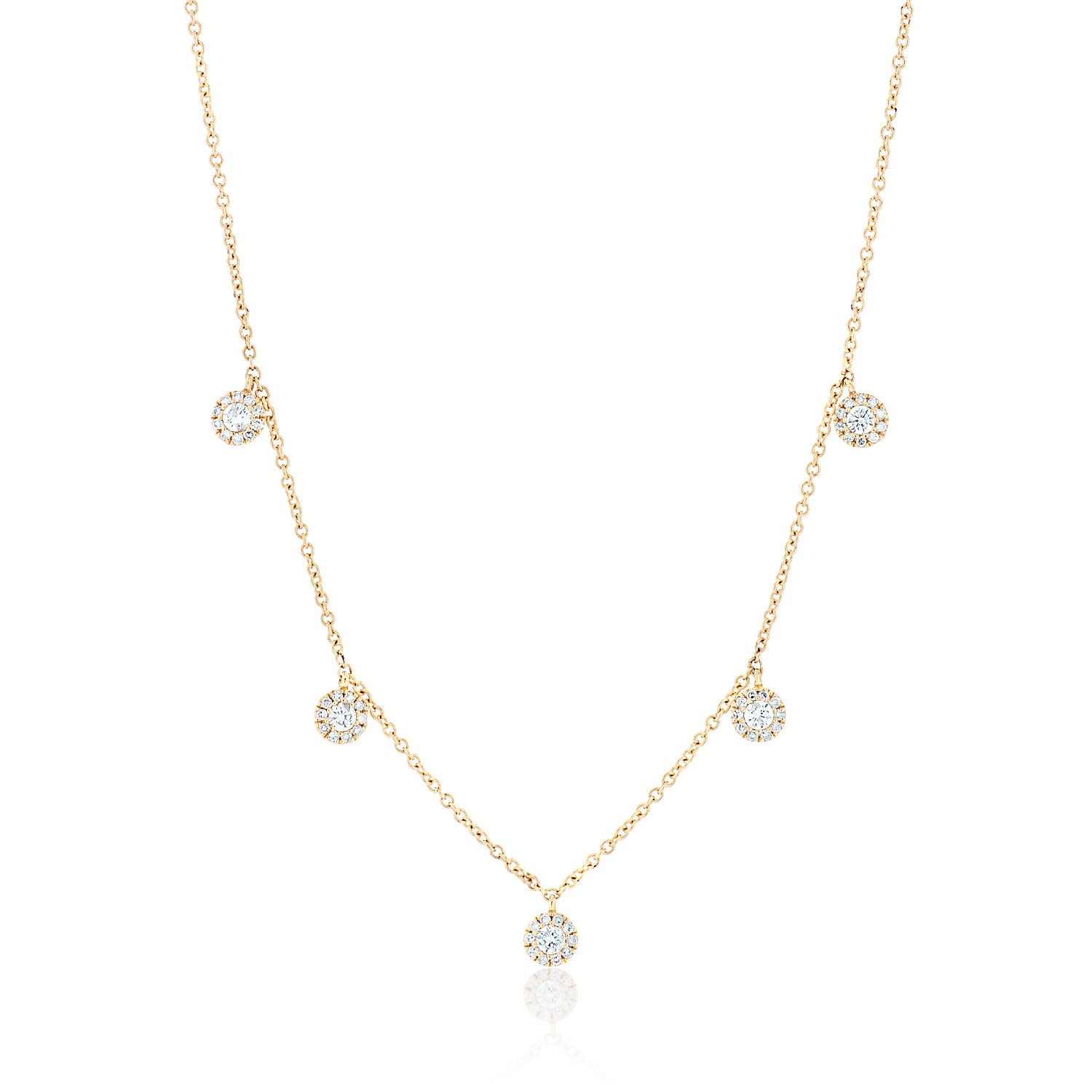 
  
  14k Yellow Gold Round Diamond Cluster Dangle Necklace
  
