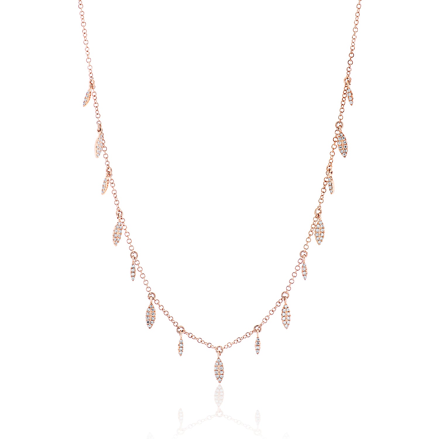 
  
  14k Rose Gold Marquise Shaped Diamond Dangle Necklace
  

