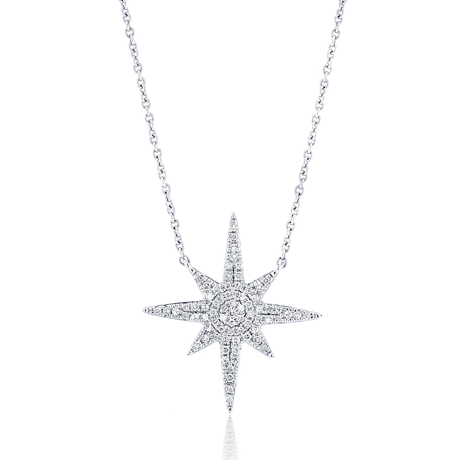 
  
  14k White Gold Diamond Starburst Necklace
  
