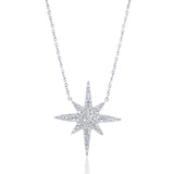 14k White Gold Diamond Starburst Necklace