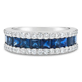 White Gold Diamond Sapphire Band Ring