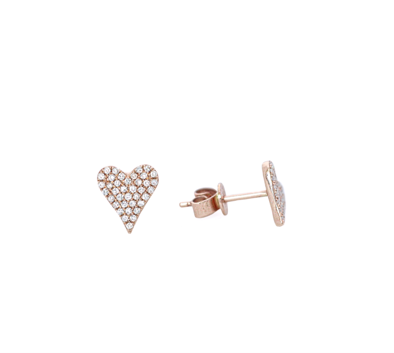 
  
  14k Rose Gold  Pave Diamond Heart Stud Earrings
  
