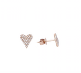 14k Rose Gold  Pave Diamond Heart Stud Earrings