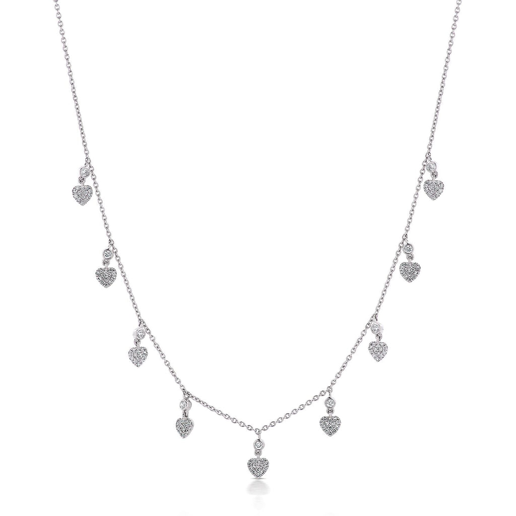 Dangling Heart 14k White Gold Diamond Necklace