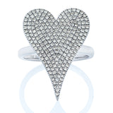14k White Gold Large Diamond Heart Ring