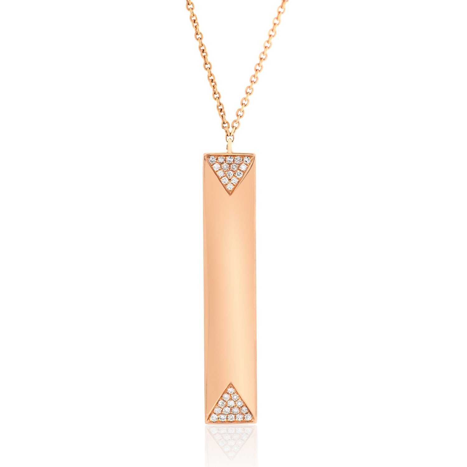 Vertical Diamond Bar Necklace in Rose Gold | KLENOTA
