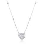 
  
  14k White Gold Large Diamond Heart Necklace with Diamond Chain
  
