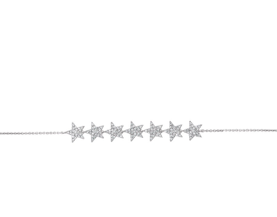 14k White Gold Seven Star Diamond Bracelet